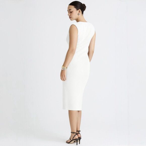 J. Crew Sweater Knit Midi Dress Size M Ribbed Front Slit Old Money Quiet Luxury - Picture 2 of 9